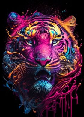 colorful tiger art poster