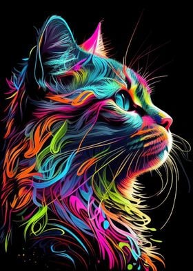 Colorful Cat Cute Feline