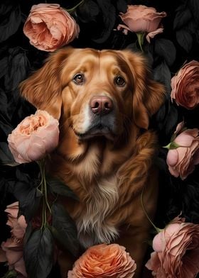 Dog In Roses