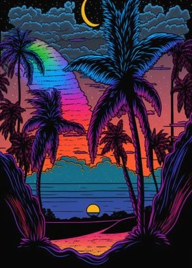 rainbow sky beach