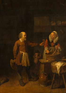 A Butcher Offering a Woman