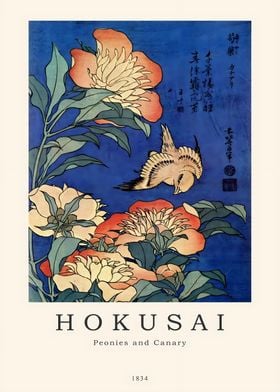 Ukiyo e Peonies and Canary