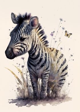 Cute Baby Zebra Painting