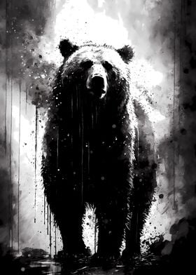 Grizzly Bear Ink Portrait