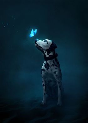 Dalmatian and butterfly