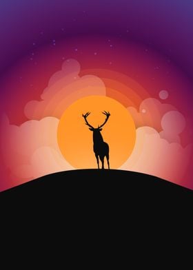 Deer in the Sunset