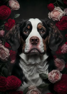 Dog In Roses