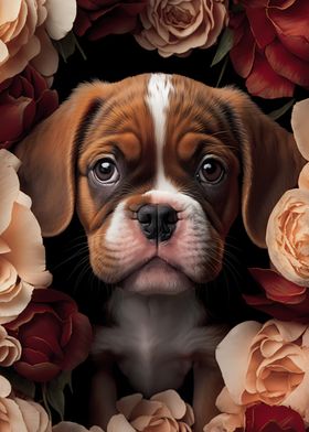 Puppy In Roses