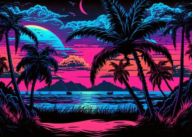 sunset beach psychedelic