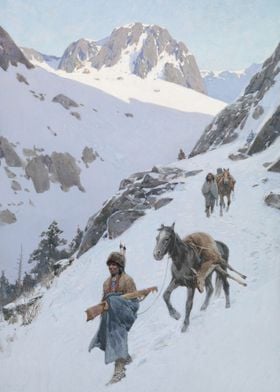 Indian Hunters In Snow