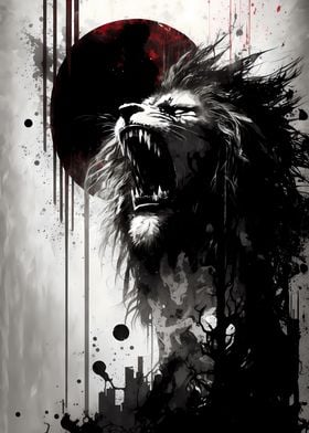 Lion Roaring Into The Sky
