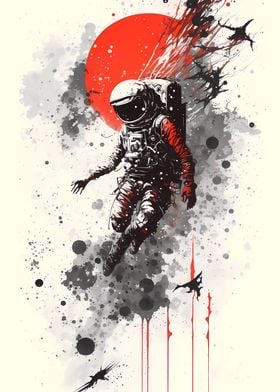 Inky Suspended Astronaut