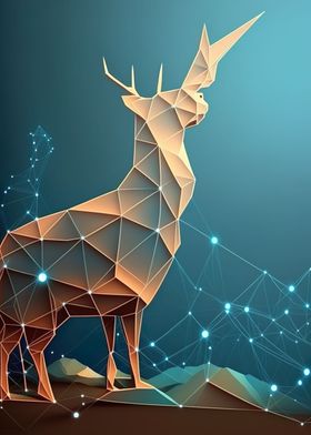 Low Poly Deer Poster