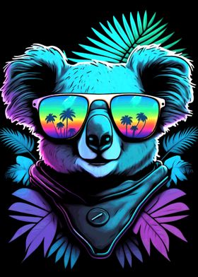 Synthwave Koala bear