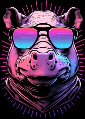 Synthwave Hippo