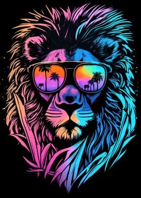 Synthwave Lion