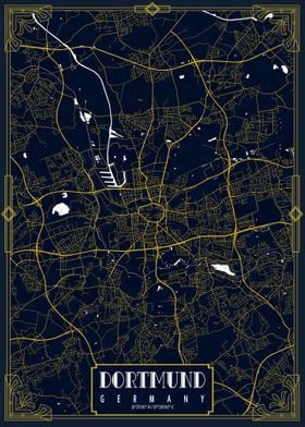 Dortmund City Map Gold