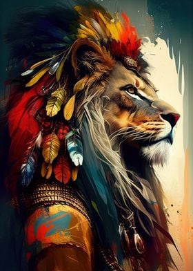 Colorful Lion Animals