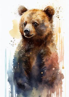 baby brown bear watercolor