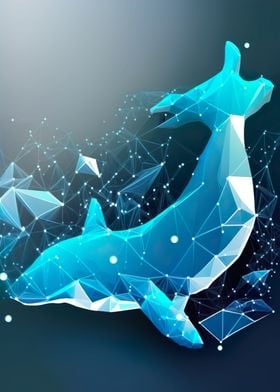 Low Poly Dolphin Poster