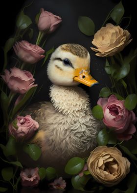 Duckling In Roses