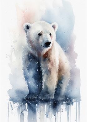 cute polar bear watercolor