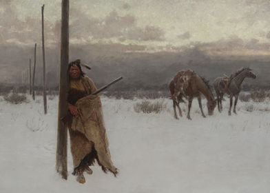 Indian Hunter In Snow