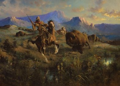 Cowboys Hunting Bisons