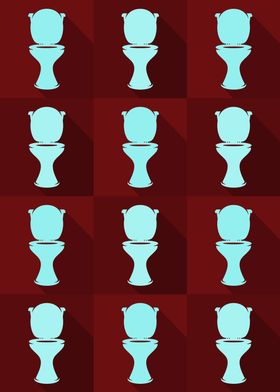 Toilet Icons Pop Art Red