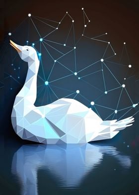 Low Poly Swan Poster