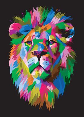 Colorful lion head