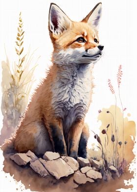 Cute Baby Fox Painting