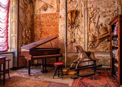 Rocking horse and piano