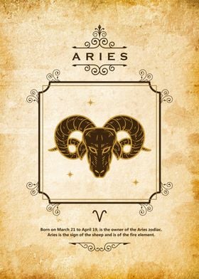 ARIES ZODIAC RETRO POSTER