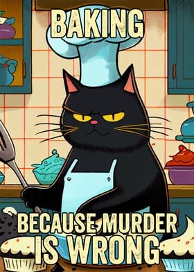 Baking Cat Funny Murder
