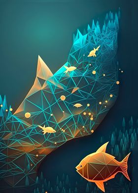 Low Poly Fish Poster