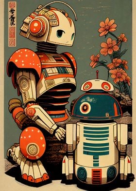 Ukiyoe style robots