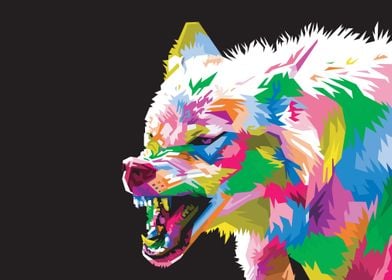 Colorful wolf in pop art