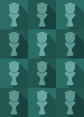 Toilet Icons Pop Art Teal