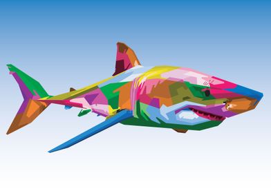 Colorful shark in pop art