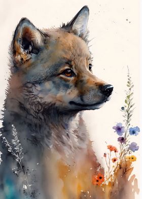 Cute Baby Wolf Painting
