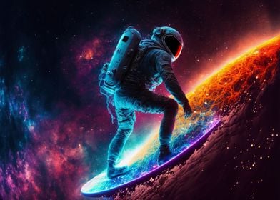 astronaut surfing the star