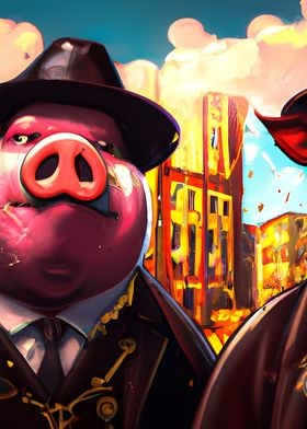 Abstract Gangster Pig