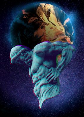 Atlas Statue Vaporwave