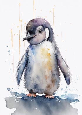 Cute Baby Penguin Painting