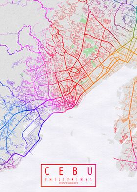 Cebu City Map Colorful