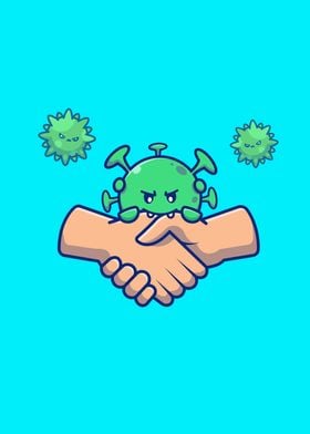 Hand Shake With Cute Virus