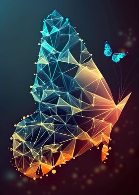 Low Poly Butterfly Poster