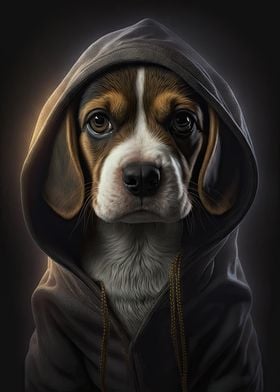 Beagle with a Hoodie