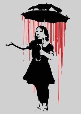 Banksy Blood Rain Girl